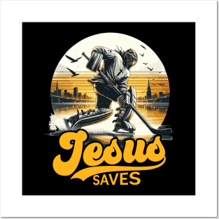 Hockey Jesus Saves Vintage Posters and Art